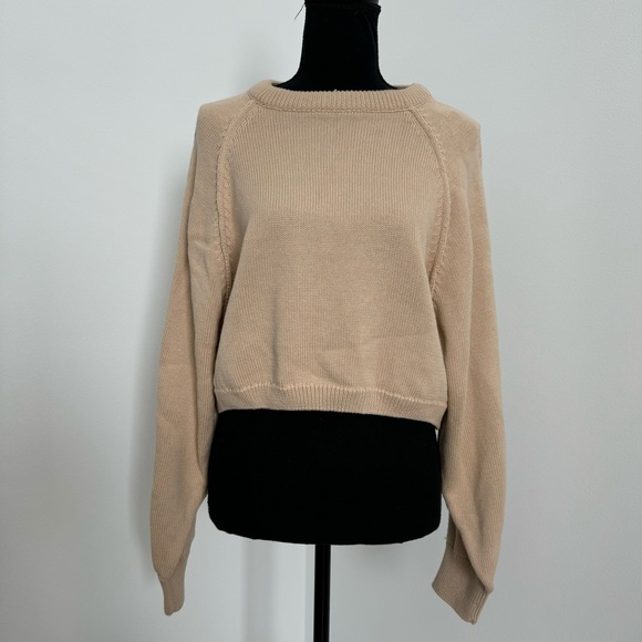 Zara NWT Basic Knit Cropped Sweater Beige - Picture 5 of 13